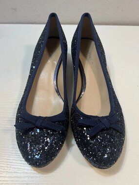 Carvela Size 7 Pumps Low Heels Ballet Slippers Kurt Geiger Blue Sparkle Glitter